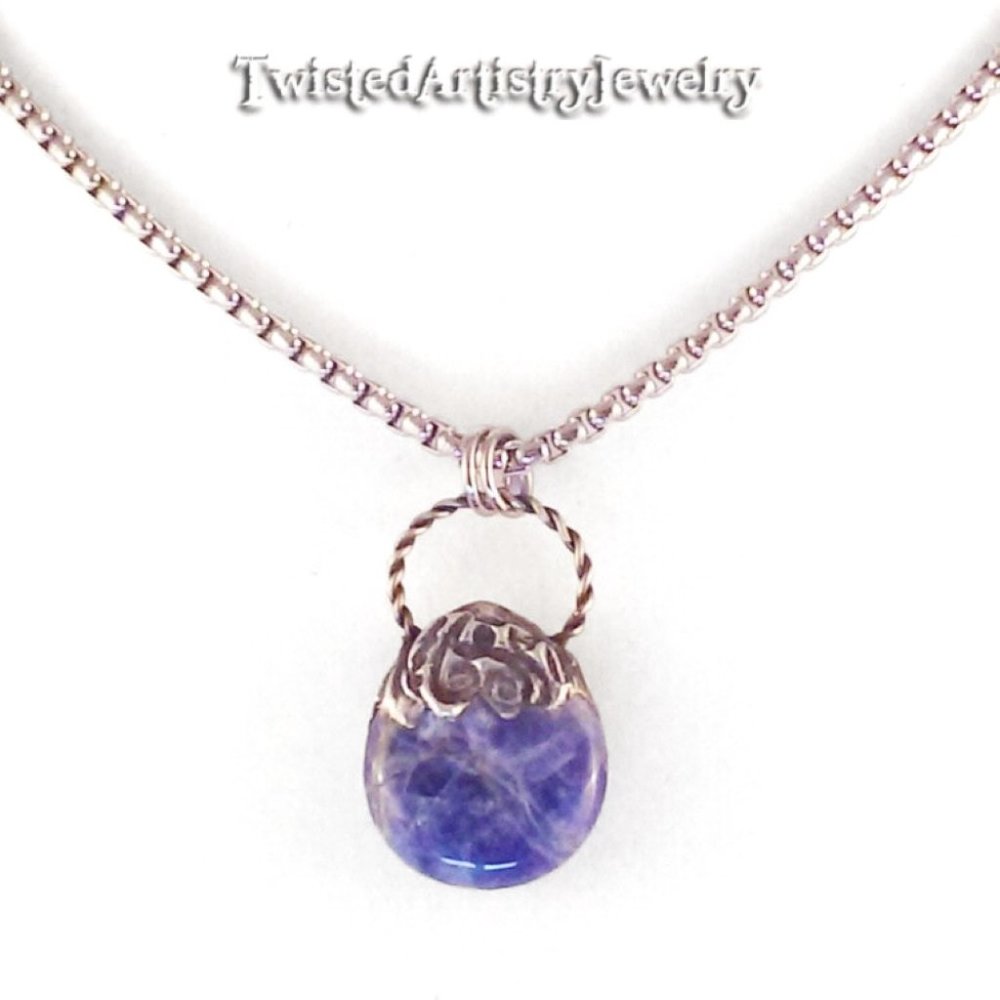 Sodalite Teardrop Pendant Necklace